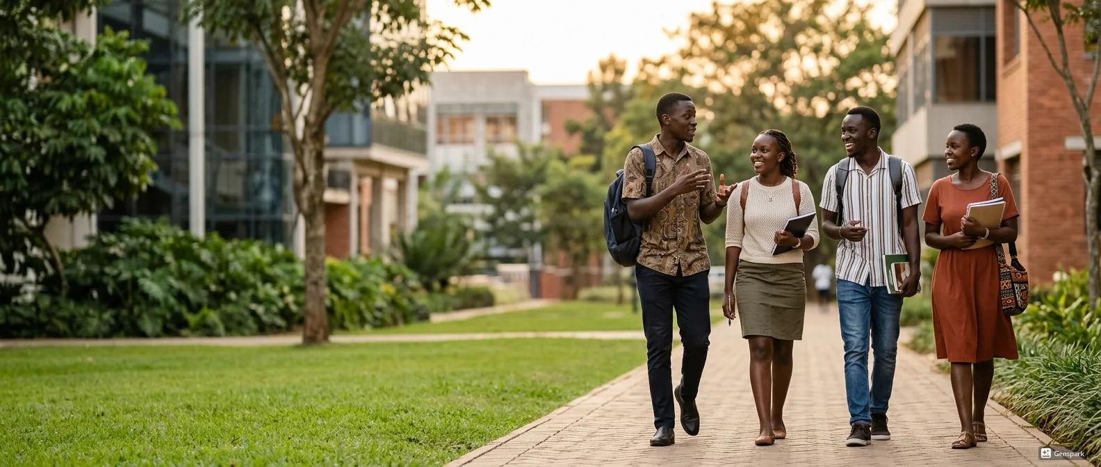 University students walking and talking together on campus
